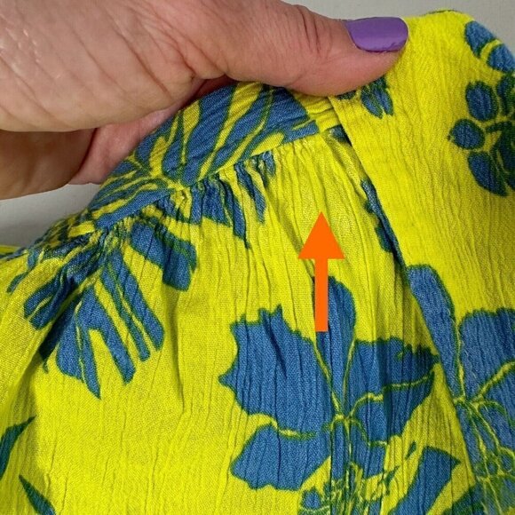 Style Co Shirt Button up Yellow Blue Floral Hawaiian Tropical Size L Tie Waist - Picture 10 of 10